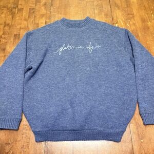 Vtg Platinum FUBU Sweater Men 3XL Blue Lined Embroidered Y2K Rap Hip hop Thick